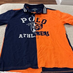 Polo by Ralph Lauren Orange and Blue Color-Block Polo Shirt